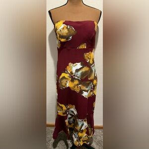 Bisou Bisou strapless floral dress size 12